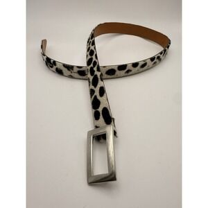 Vintage Italian Haircalf Leopard Print Belt Genuine Leather Silver Buckle M